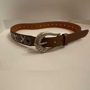 VITA NUOVA Firenze LIGHT BROWN belt silver accents MADE IN ITALY XL EUC